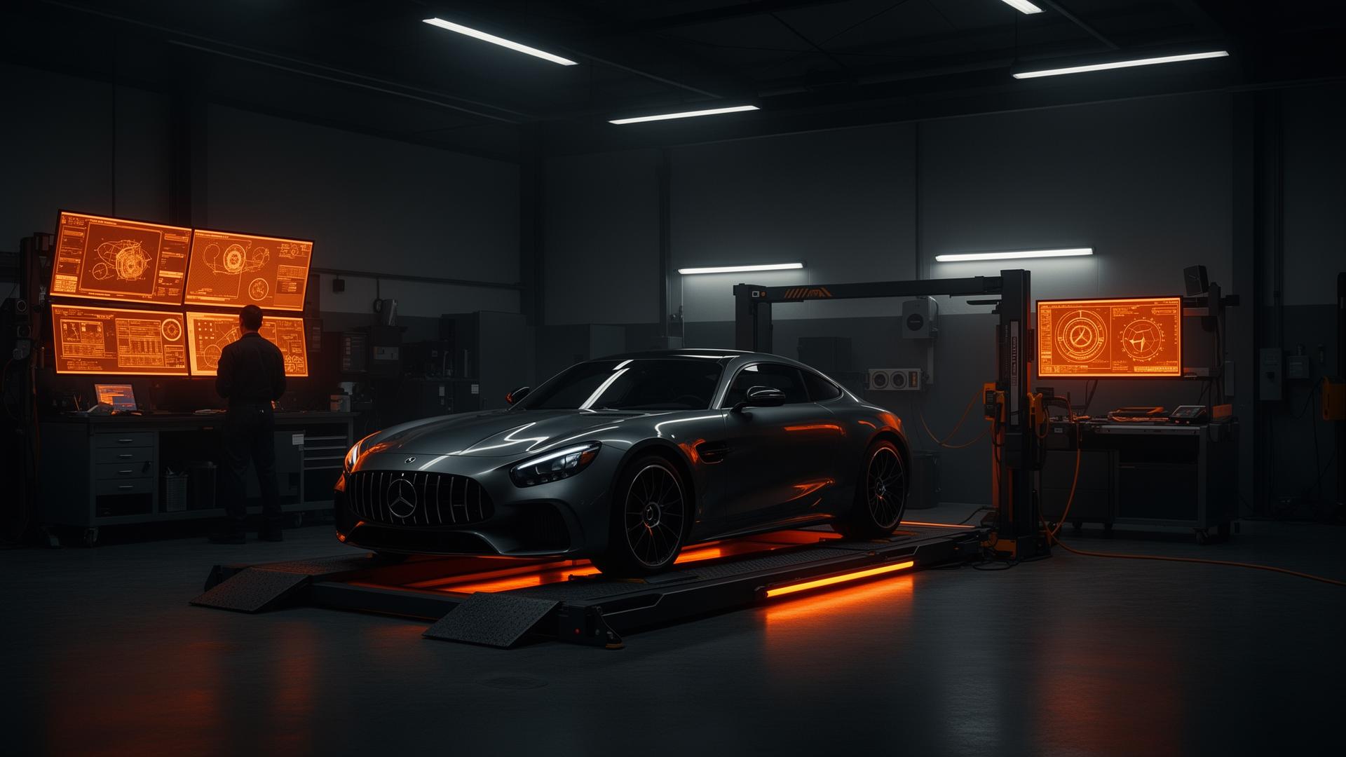 Oficina JDC com equipamento de diagnóstico automotivo